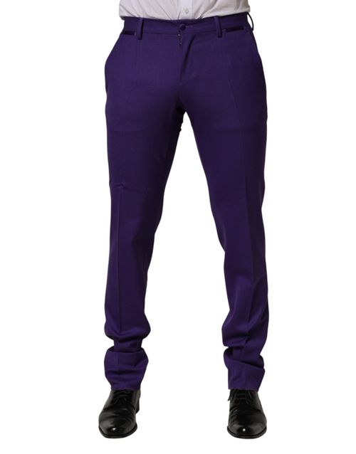 Wool-Blend Dress Trousers — Purple