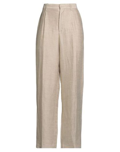 Woman Pants Cream Size 10 Cotton, Linen, Elastane