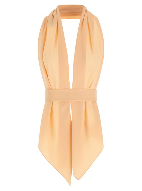 Scarf-Effect Viscose Tank Top — Beige