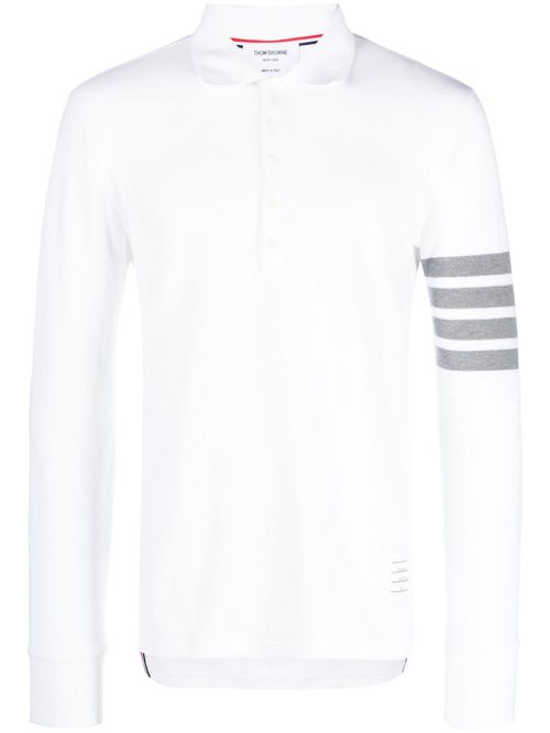 4-Bar long-sleeve polo shirt - White
