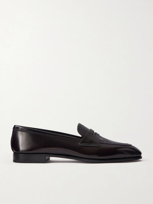 Onyx Perforated Leather Loafers - Black
