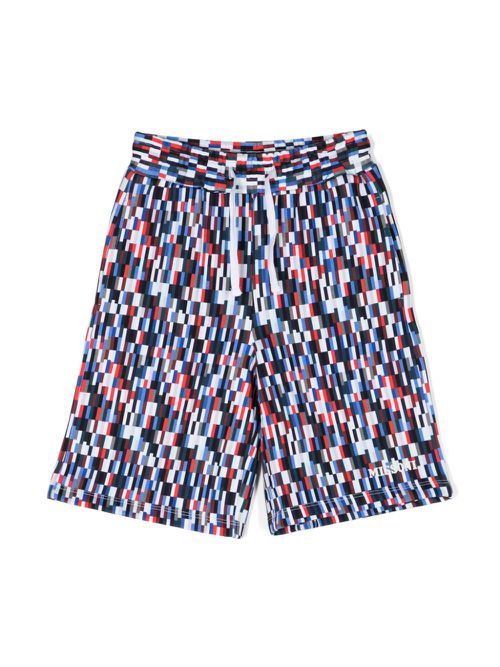 Geometric-print cotton shorts - Blue