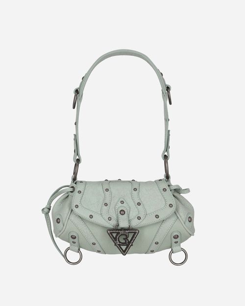 Crackled Leather Shoulder Bag Milkshake Mint
