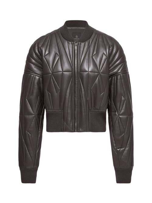 Quilted Leather Bomber Jacket for Women
