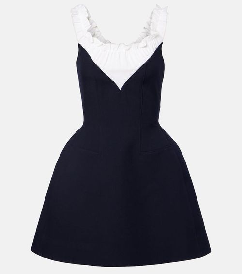 Ruffled wool and silk minidress
