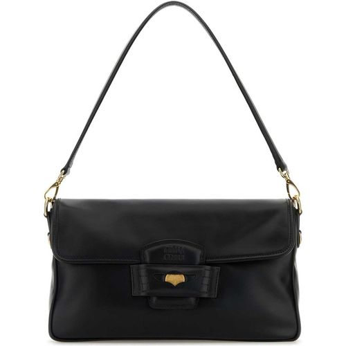 Miu Miu Black Leather Penny Shoulder Bag