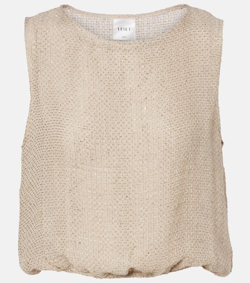 Stella sequined linen-blend top