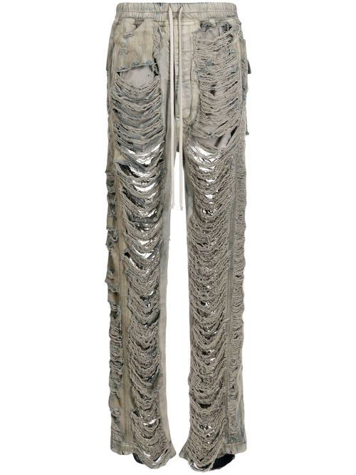 Distressed-effect wide-leg trousers - Neutrals