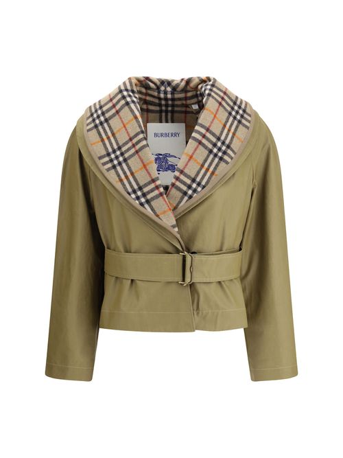 Cropped Cotton Jacket With Check Quilting