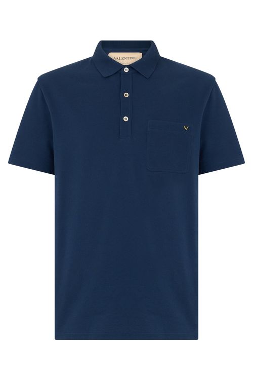 Piqué Cotton Polo Shirt — Navy