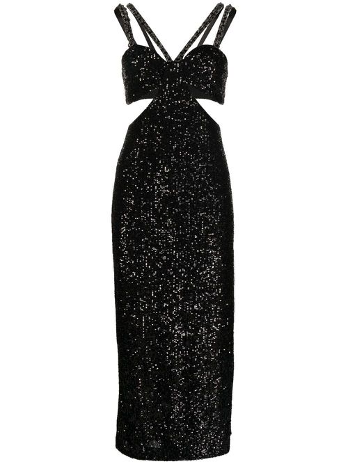 Missing Hours sequinned cut-out midi dress - Black