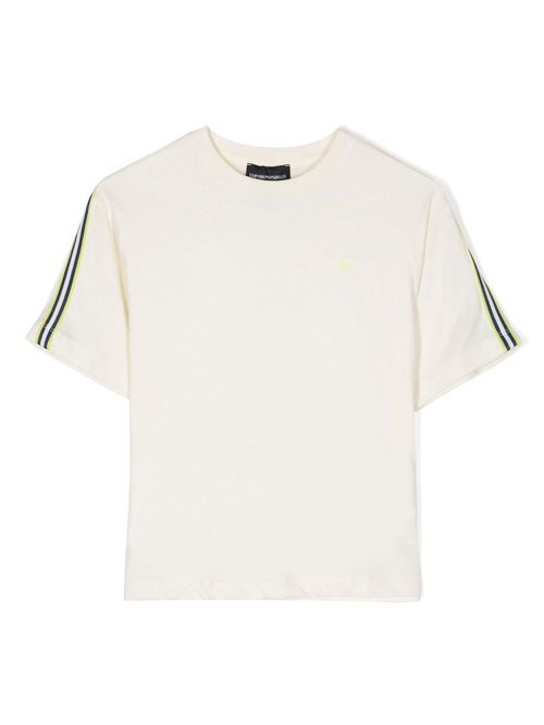 Logo-appliqué striped cotton T-shirt - Neutrals