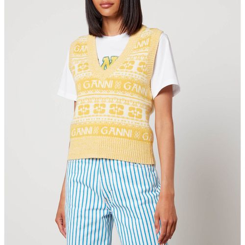 Ganni Logo-Intarsia Wool-Blend Vest