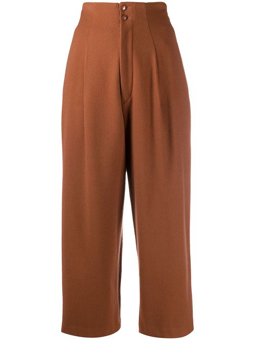 1980s high-rise cropped trousers - Brown