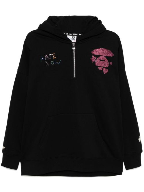 Sequin-embellishment hoodie - Black