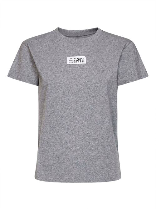 Numeric-Embroidered Cotton T-Shirt — Gray
