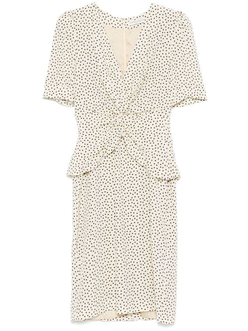Polka-dot silk midi dress - Neutrals
