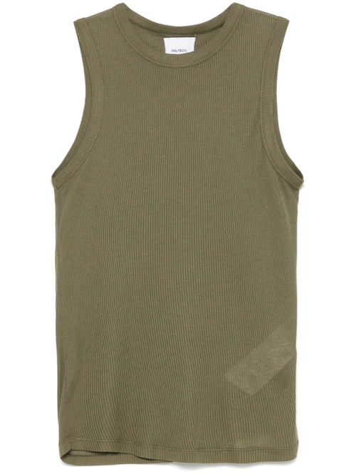 Olive Ribbed Knit Top