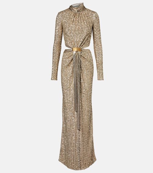 Sequined gathered gown
