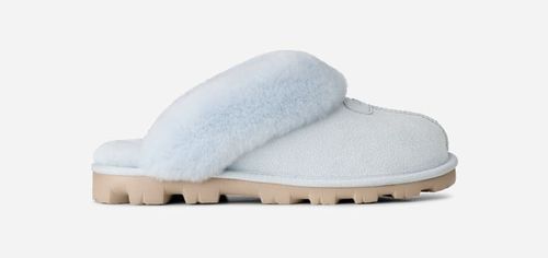 ® Women's Coquette Durable Sheepskin Slipper in Sky Blue