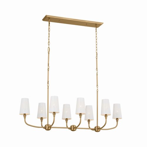 Brushed Natural Brass Linear Chandelier from the Adeena Collection