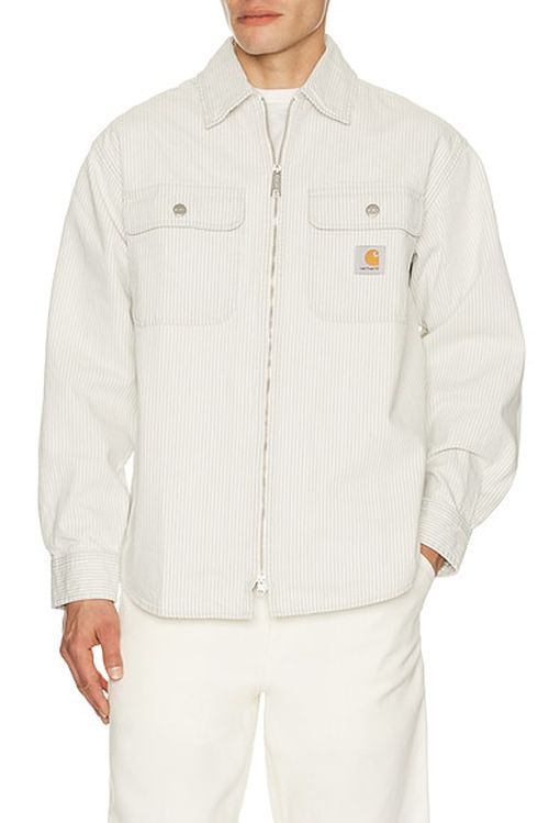 Carhartt WIP Mercer Shirt Jacket in Mercer Stripe Graphite & Wax - Light Grey. L also in M, XL/1X