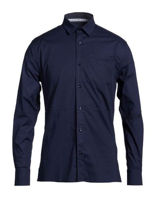Man Shirt Navy Size 16 ½ Cotton, Elastic fibres