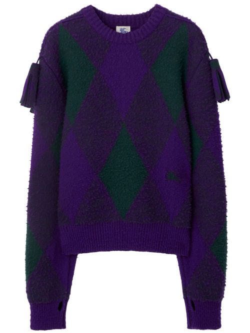 Diamond-pattern wool jumper - Purple