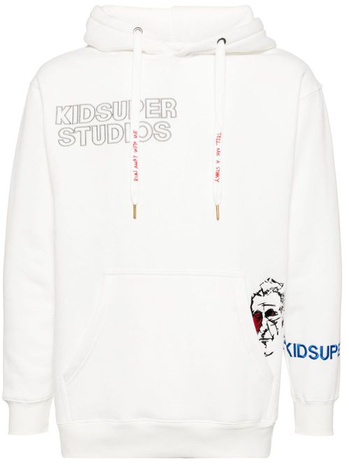 Logo-embroidered hoodie - White