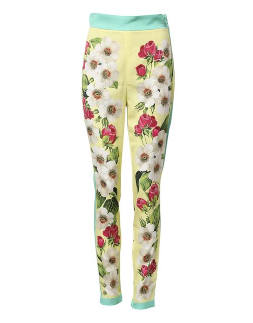 Silk Floral Leggings — Yellow