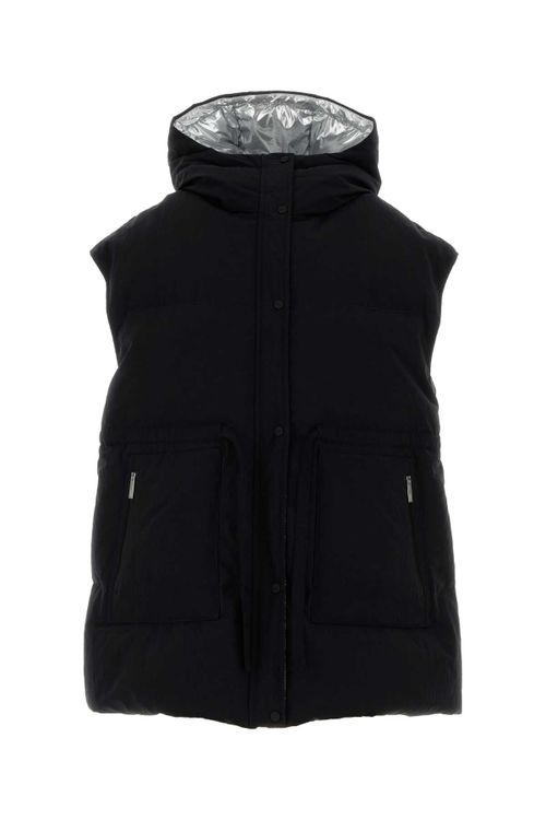 Quilted Down-Filled Down Vest — Black