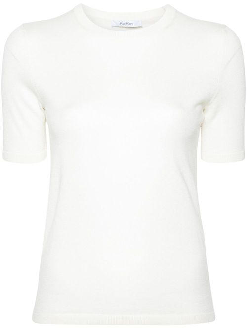Crew-neck fine-knit T-shirt - White