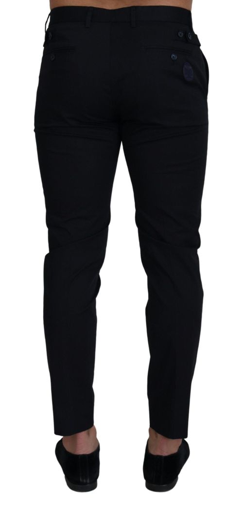 Stretch Cotton Slim-Fit Trousers — Black