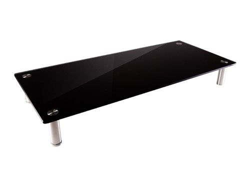 Workstream by Medium Multimedia Desktop Monitor Stand, 25.6in x 11.0in, Max Weight Capacity 80lbs, Black Tempered Glass