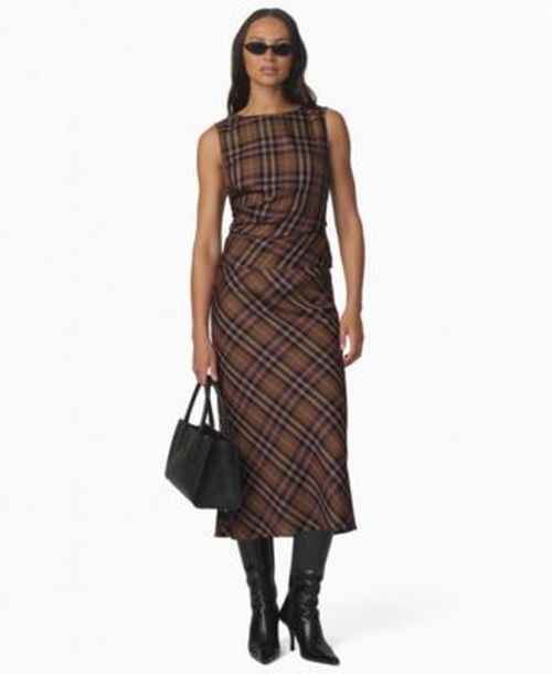 Joes Jeans Womens The Meg Plaid Sleeveless Top The Ines Plaid Midi Skirt