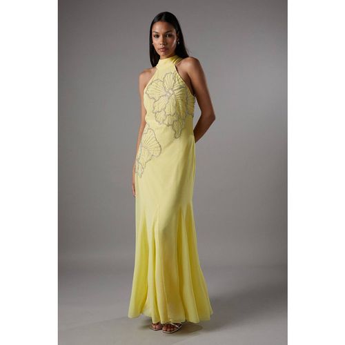 Coast Women's Embellished Maxi Dress With Godet Pleats in Yellow