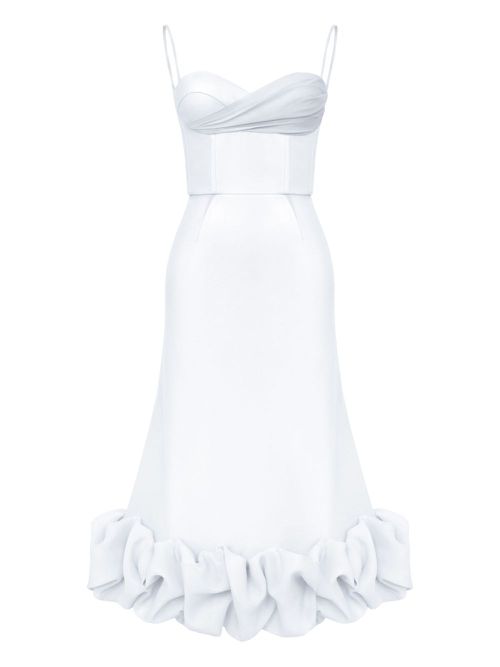 POST MERIDIEM draped-bodice flounced bustier dress - White