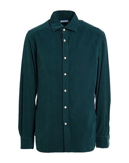 Man Shirt Dark green Size 17 Cotton