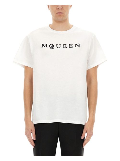 Alexander Mcqueen Men's Cotton T-Shirts in White | Size Large | 828420