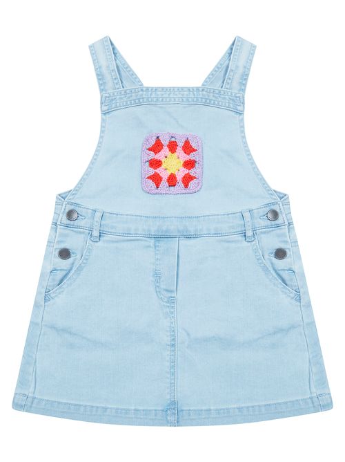 Embroidered Denim Mini Salopette