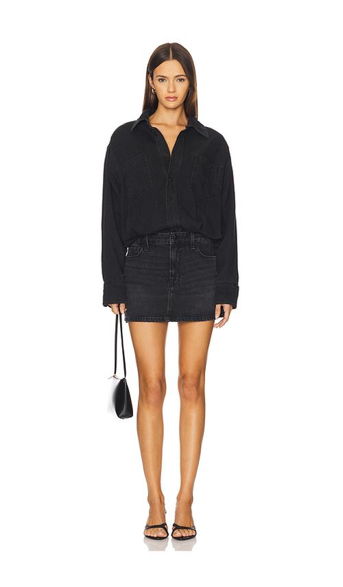 Good American Denim Shirt Dress in black389. XXXXL/4X also in L, M, S, XL/1X, XS, XXL/2X, XXXL/3X