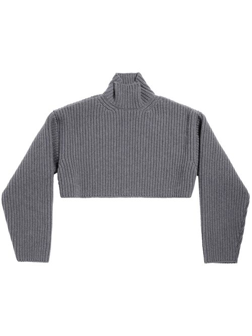 High-neck virgin wool jumper - Grey