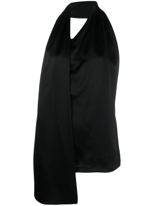 Open-back satin tank top - Black