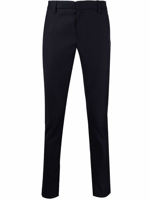 Straight-leg virgin wool trousers - Blue