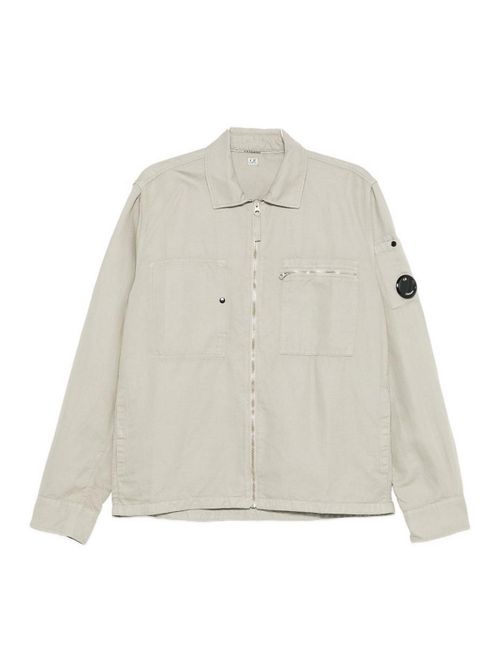 C. P. Company Grey cotton linen blend zip-up shirt jacket