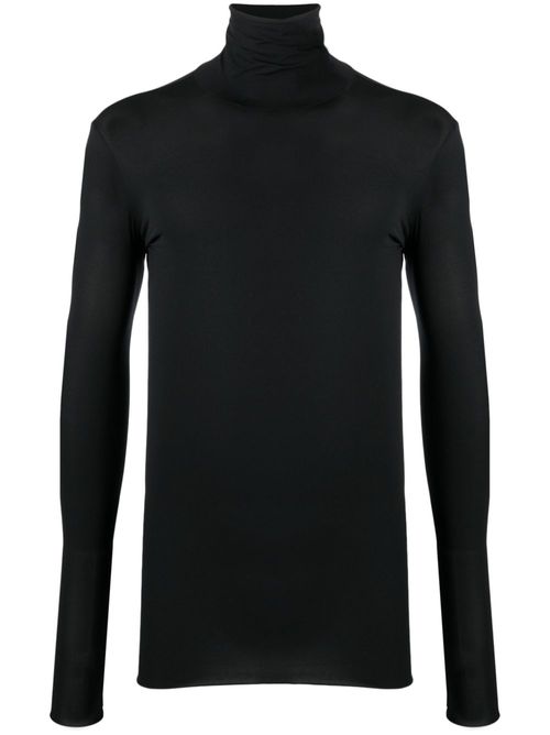 High-neck long-sleeve T-shirt - Black