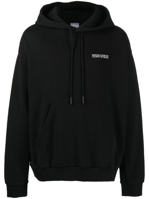 Tempera Cross Over print hoodie - Black