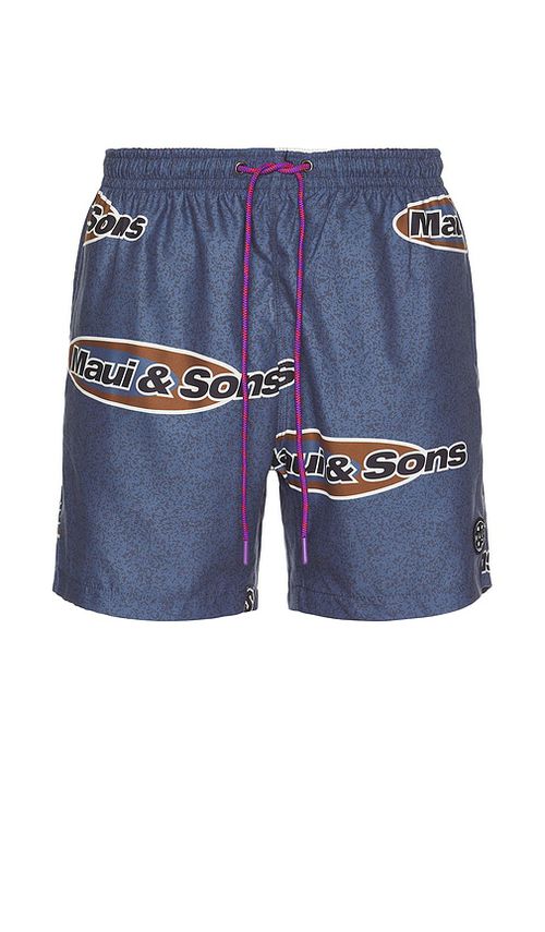 Maui and Sons Flying Disc Pool Short in Blue. L. Also in