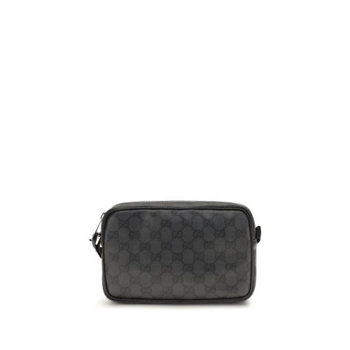 GG Coated Fabric Shoulder Bag — Black