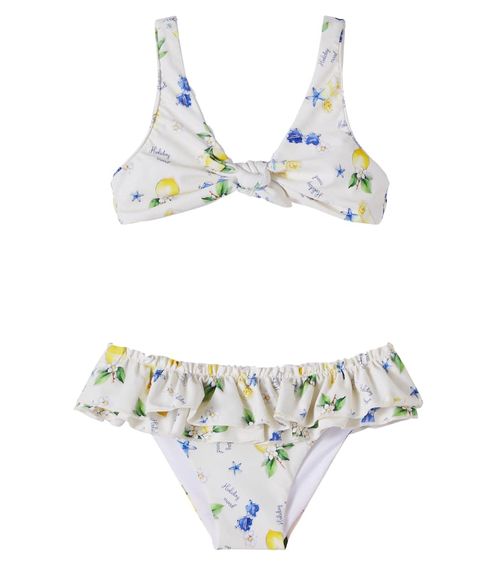 Printed ruffled bikini